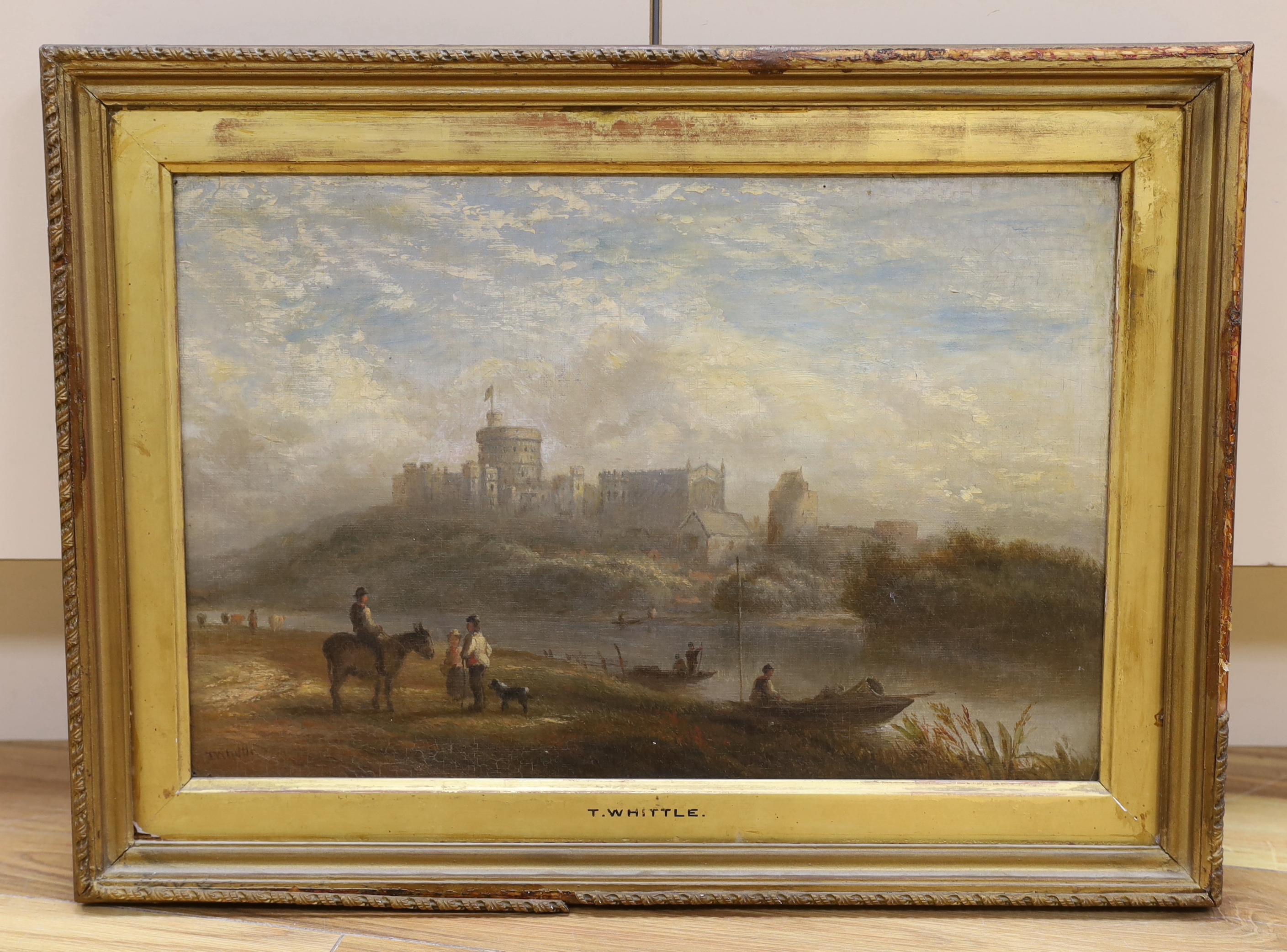 Thomas Whittle the Younger (1842-1915) oil on canvas, View of Windsor Castle, signed and inscribed to the mount, 29 x 45cm